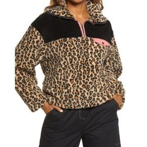 Plus Size BP Pullover Sweatshirt sz 1X Leopard Print Sherpa #X481